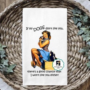Funny Retro Housewife Microfiber Kitchen Towel: Dog Lover Gift
