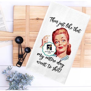 Funny Retro Housewife Microfiber Tea Towel: Sarcastic Kitchen Decor