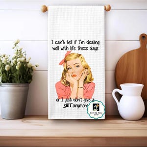 Retro Housewives Tea Towel, Funny Retro Housewife Dish Towel, Sassy Wife Kitchen Towel, Retro Women Hand Towel, Microfiber Kitchen Towel