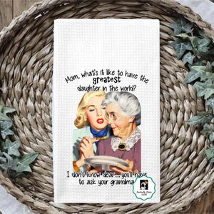 Funny Retro Housewife Tea Towel: Sassy Kitchen Decor, Gift for Mom