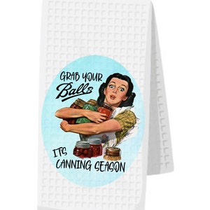 Funny Retro Housewife Towel, Funny Kitchen Towel, Sarcastic Kitchen Towel, Housewarming Friendship Gift, Dish Towels, Free Personalization CANNING SEASON