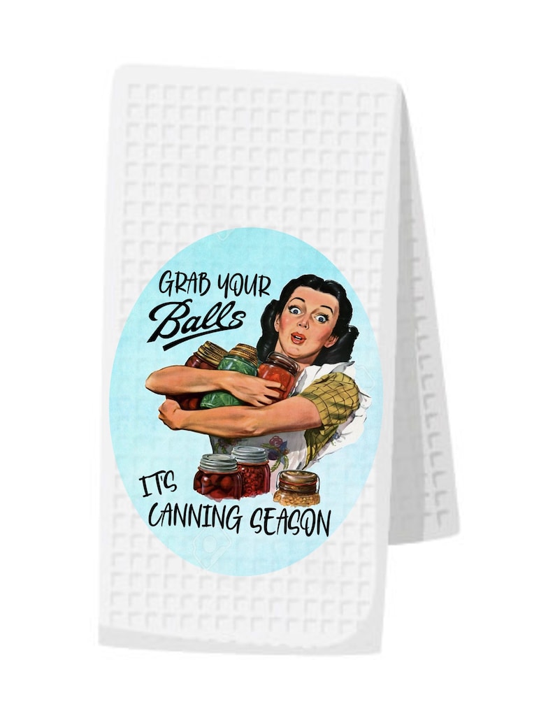 Funny Retro Housewife Towel, Funny Kitchen Towel, Sarcastic Kitchen Towel, Housewarming Friendship Gift, Dish Towels, Free Personalization CANNING SEASON