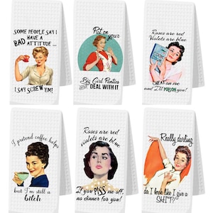 Funny Retro Housewife Towel, Tea Towel, Dish Towel, Funny Valentine Gift, Tea Towel, Sarcastic Kitchen Towel, Housewarming Gift