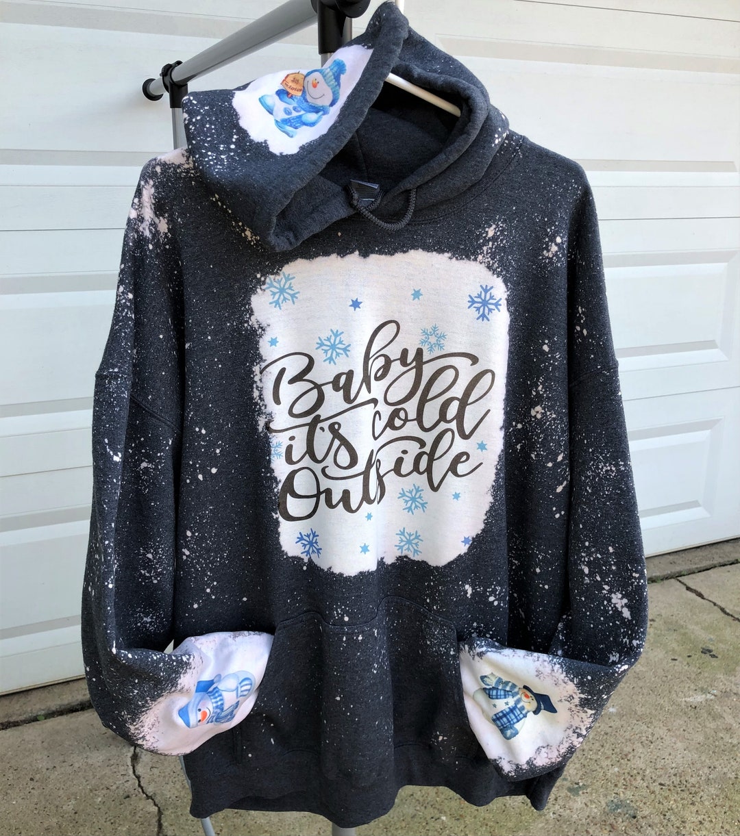 Custom Bleached Hoodie Women Baby It s Cold Outside Etsy