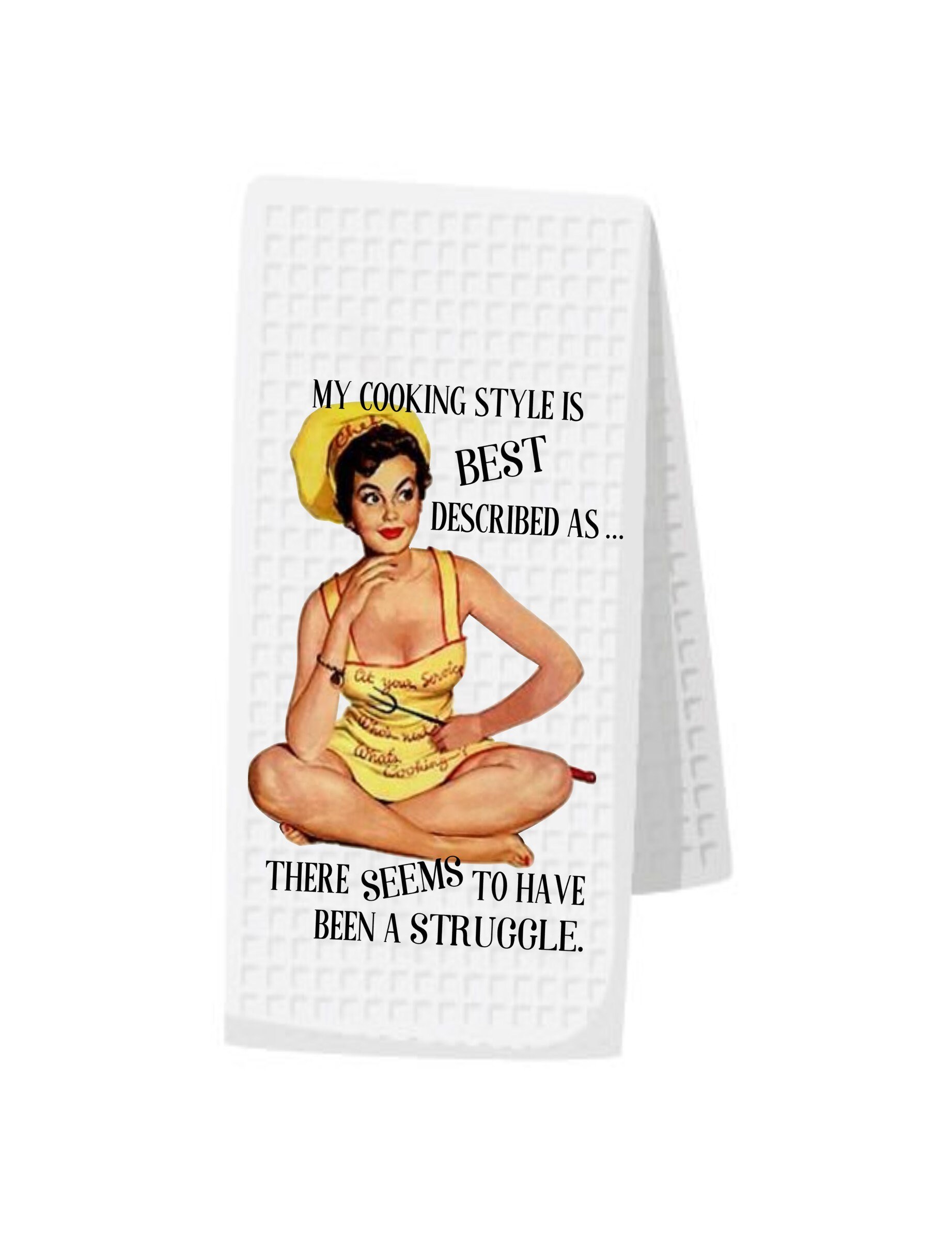 Retro Housewife Kitchen Towel Set Funny Tea Towels Pinup 