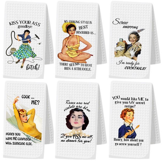 Sarcastic Retro Kitchen Towels | Funny Kitchen Towel Set | Cute Kitchen  Décor | Kitchen Linens | Funny Dish Towels - Mimi Made It