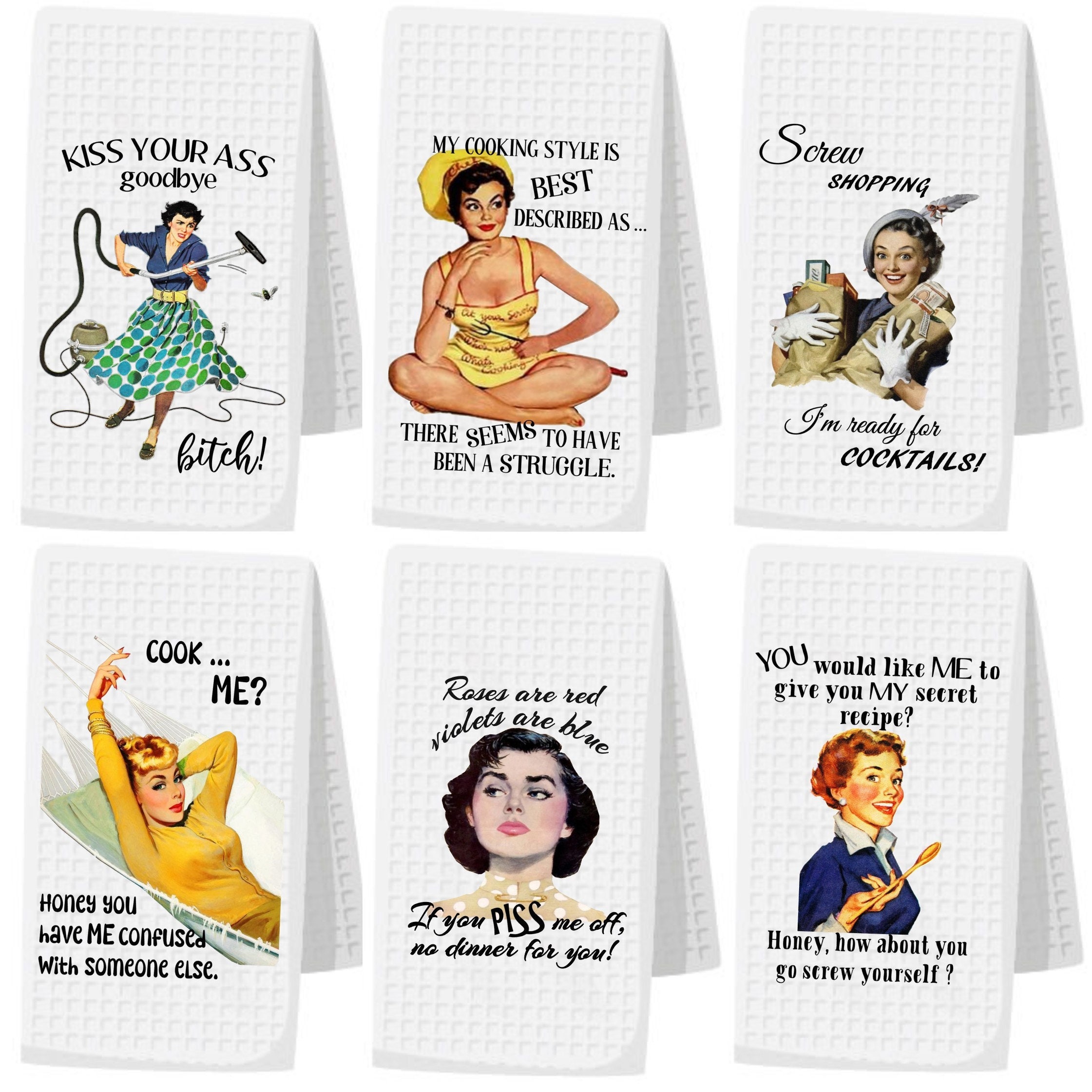 Custom Made Retro Don't Fuck Up My Kitchen Towel Dish Cloth Set