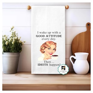 Retro Housewife Tea Towel: Sassy Kitchen Decor, Microfiber Dish Towel