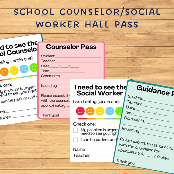 Counselor Hall Pass | Social Worker Hall Pass | Guidance Office Hall Pass | Student Request Form *DIGITAL FILE*