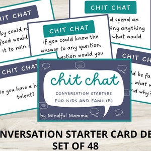 Gespreksstarterkaartendek - Set van 48 | "Chit Chat"-kaartendek | IJsbrekers | Klasactiviteiten | Vraag van de dag