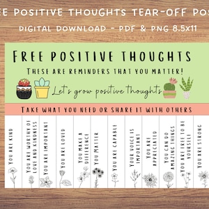 Free Positive Thoughts Tear and Share Poster Flier - *DIGITAL FILE*