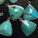 Turquoise Triangle Drop, Sterling Silver Bezel, Earring Component, 16x16x16mm