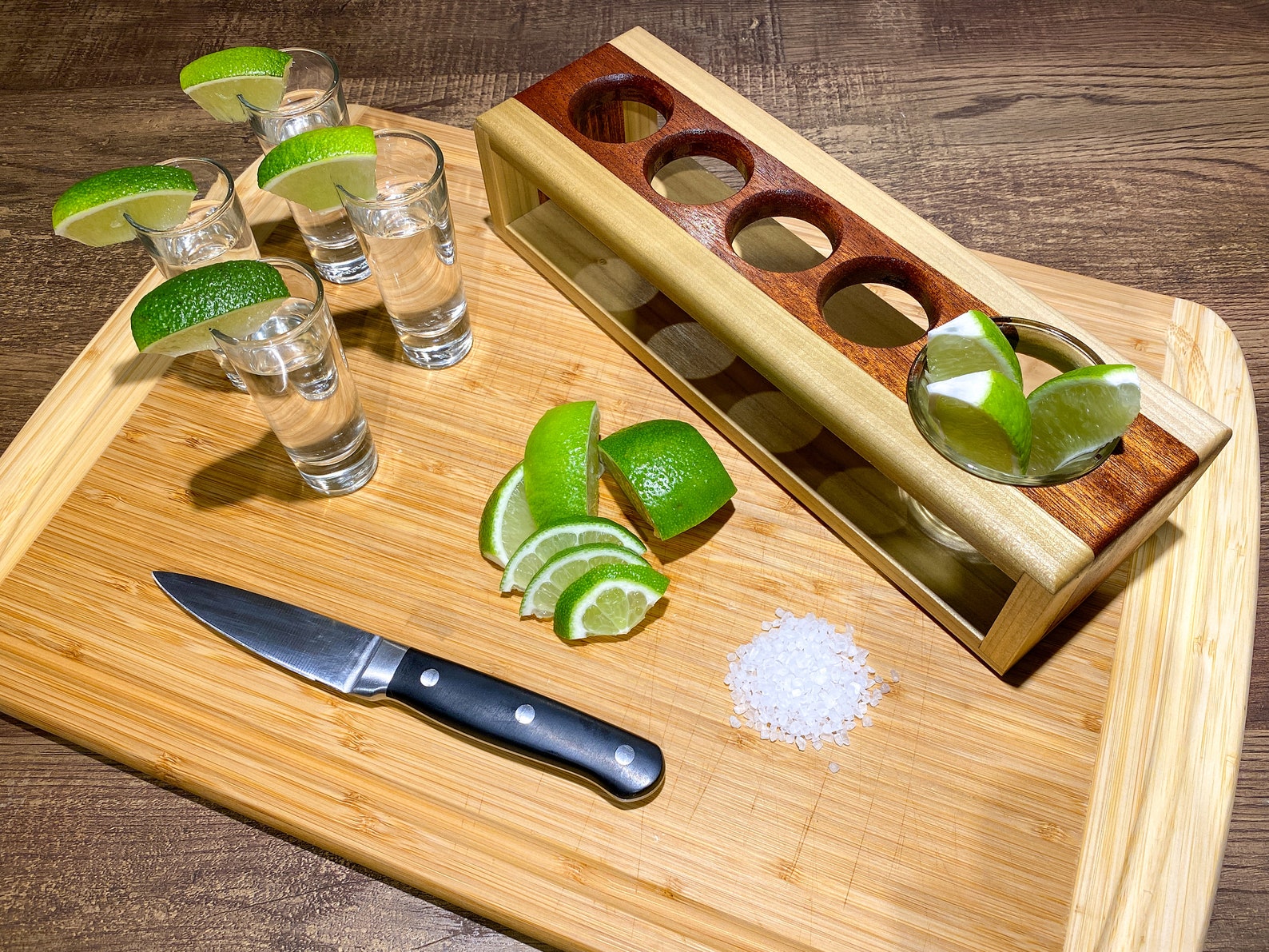 Tequila Shot Flight Serving Tray for 4 Shots Shot Flight Etsy