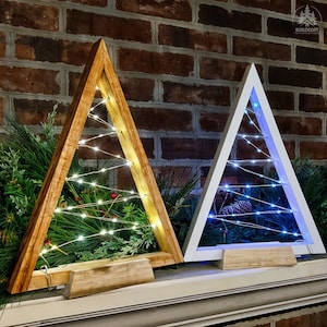 Small Wood Christmas Tree, Miniature Farmhouse Christmas Tree, Rustic Wooden Christmas Decoration, Minimal Christmas Decor, Light Up Tree