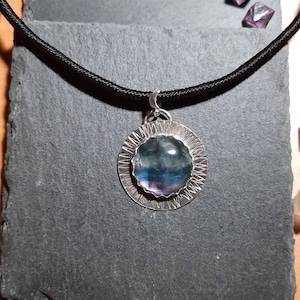 Sterling silver pendant with fluorite