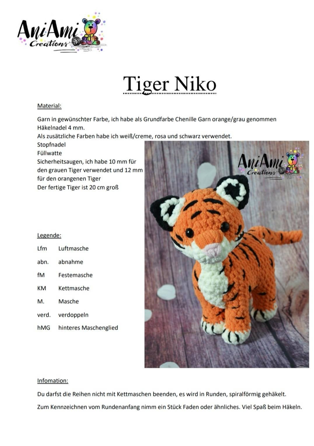 Niko Tiger Crochet - Etsy