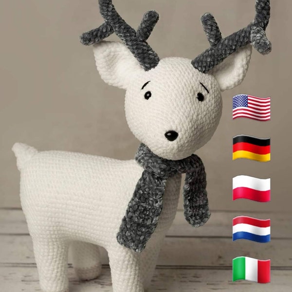 BiGG Reindeer crochet pattern, Standing crochet reindeer pattern, amigurumi reindeer pattern, Christmas reindeer crochet pattern, low sew