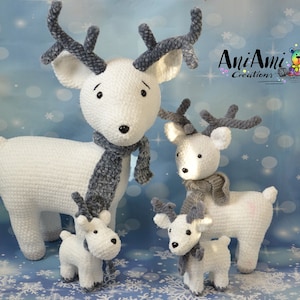 Reindeer family - 3 patterns, Standing crochet reindeer pattern, amigurumi reindeer pattern, Christmas reindeer crochet pattern, low sew