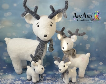 Reindeer family - 3 patterns, Standing crochet reindeer pattern, amigurumi reindeer pattern, Christmas reindeer crochet pattern, low sew