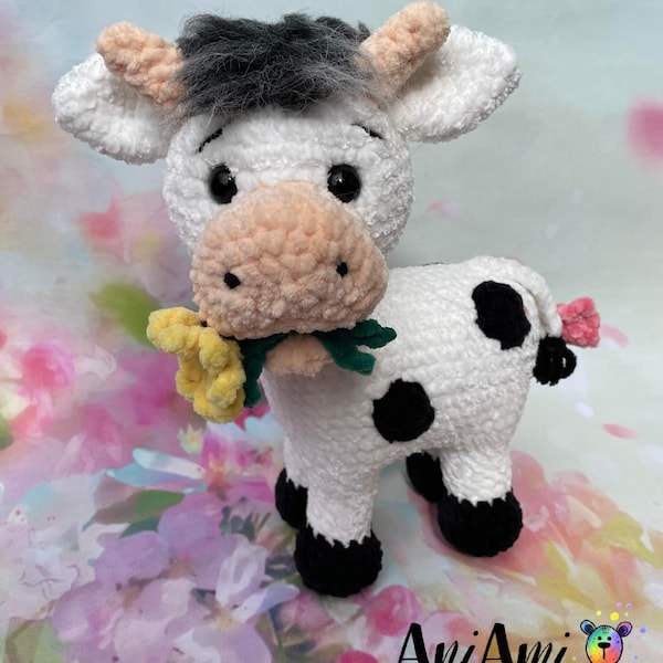 Crochet Cow Pattern, Amigurumi Cow pattern, low sew cow crochet pattern, 4 legs cow crochet pattern, standing cow crochet pattern