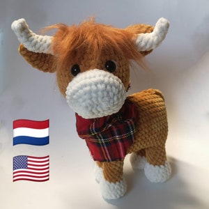 Highland Cattle crochet pattern, Coo crochet pattern, Amigurumi Cow pattern, Scottish Cow crochet pattern, Standing Cow crochet pattern