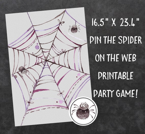 16.5" x 23.4" Printable Pin The Spider On The Web Halloween Party Game Il_570xn