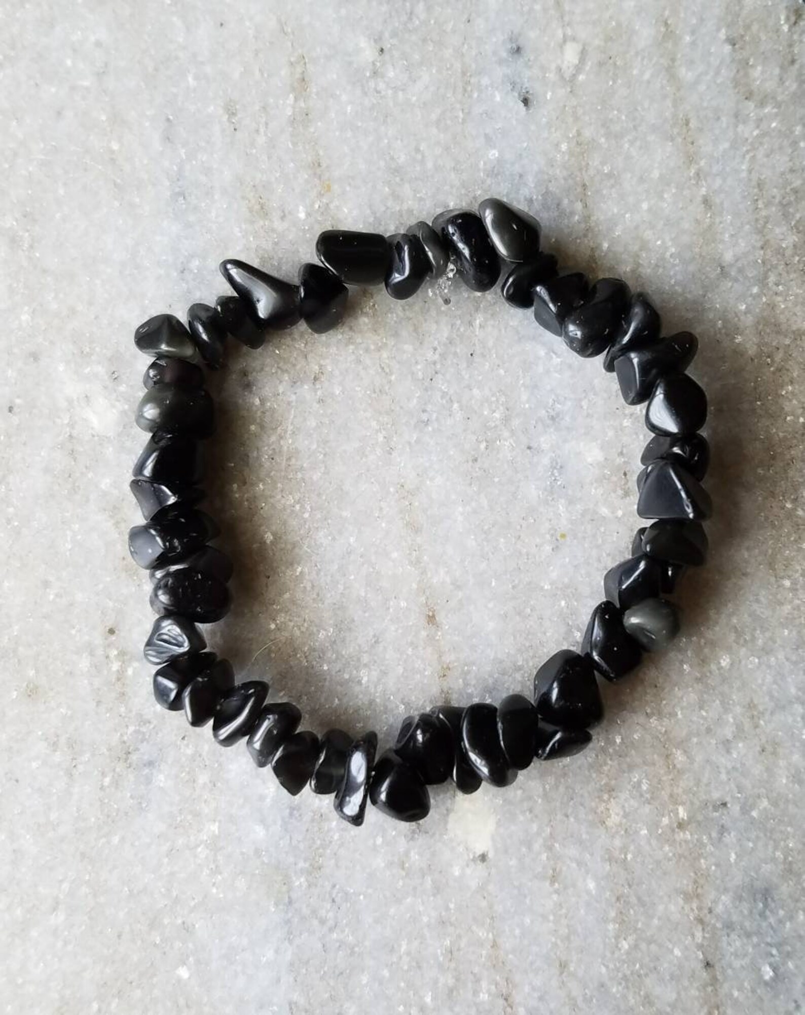 Obsidian Chip Bracelet // Obsidian Stone Jewelry // Obsidian | Etsy