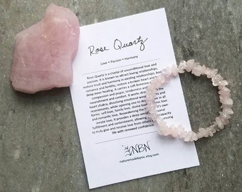 Rose Quartz Bracelet // Rose Quartz Nugget Bracelet // Rose Quartz Jewelry // Rose Quartz Crystal // Crystal Bracelet // Gemstone Bracelet