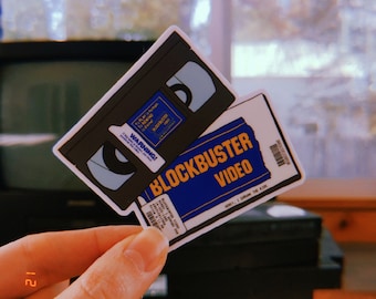 Retro Nostalgic Handdrawn 90s 2000s 3" Vinyl Sticker Blockbuster VHS