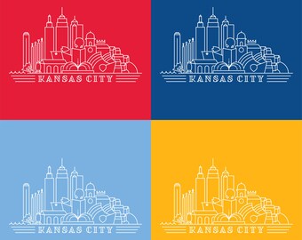 Pegatinas de vinilo y imanes de la ciudad de Kansas dibujadas a mano de 3"