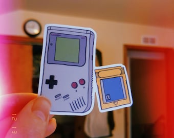 Retro Nostalgic Handdrawn 90s 2000s 3" Vinyl Sticker Handheld Game Yellow Cartridge