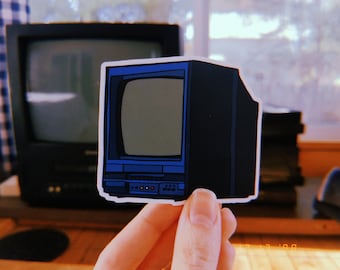 Adesivo in vinile retrò nostalgico disegnato a mano anni '90 2000 da 3" per vecchia TV a tubo catodico