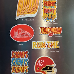 Kansas City Chiefs Football Handlettered Illustrated Vinyl 3&quot; Magnet Variety