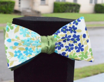Multi-Blue Floral Bow Tie