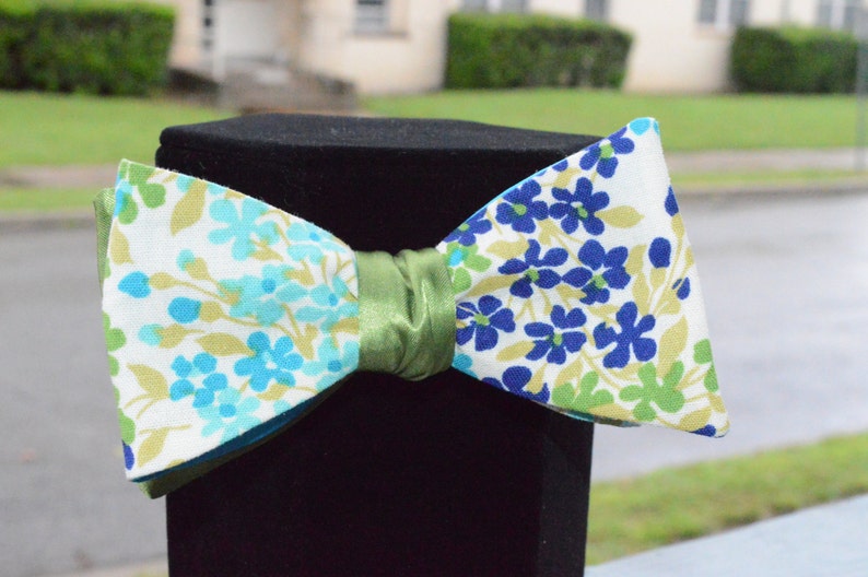 Multi-Blue Floral Bow Tie image 1