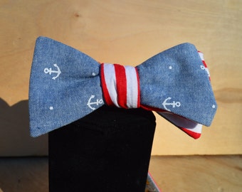 Stripes and Anchors Bow Tie