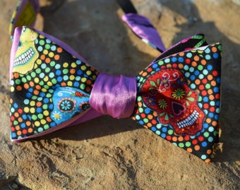 Multi-colored Sugar Skulls Bow Tie