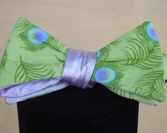 Lavender Peacock Bow Tie