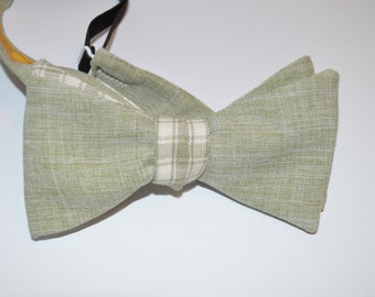 Olive Plaid Bow Tie
