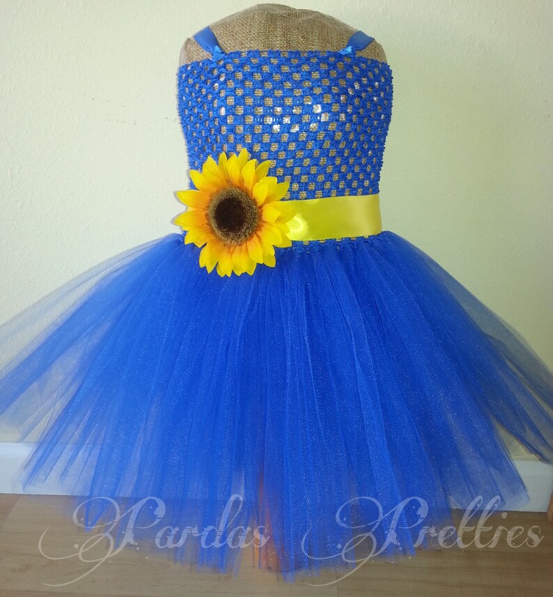 Country Style Tutu Dress Sunflower Tutu Dress Royal Blue Etsy