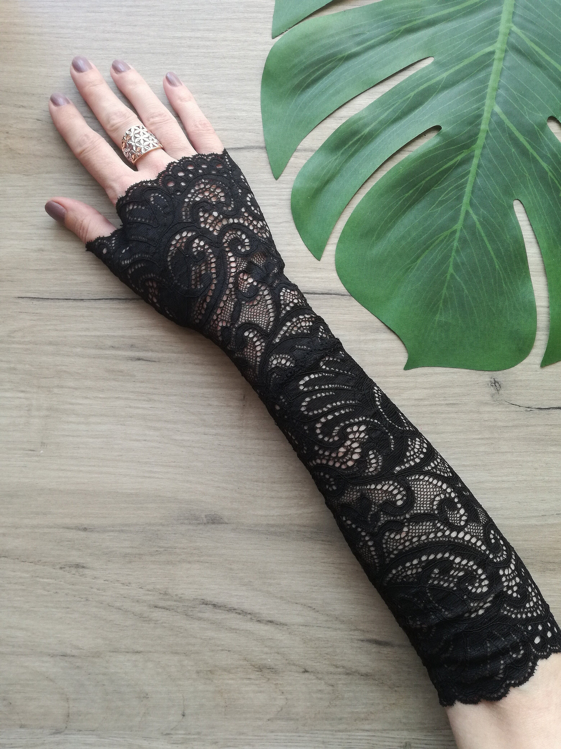Long Lace gloves Black Lace Gloves Evening Gloves | Etsy