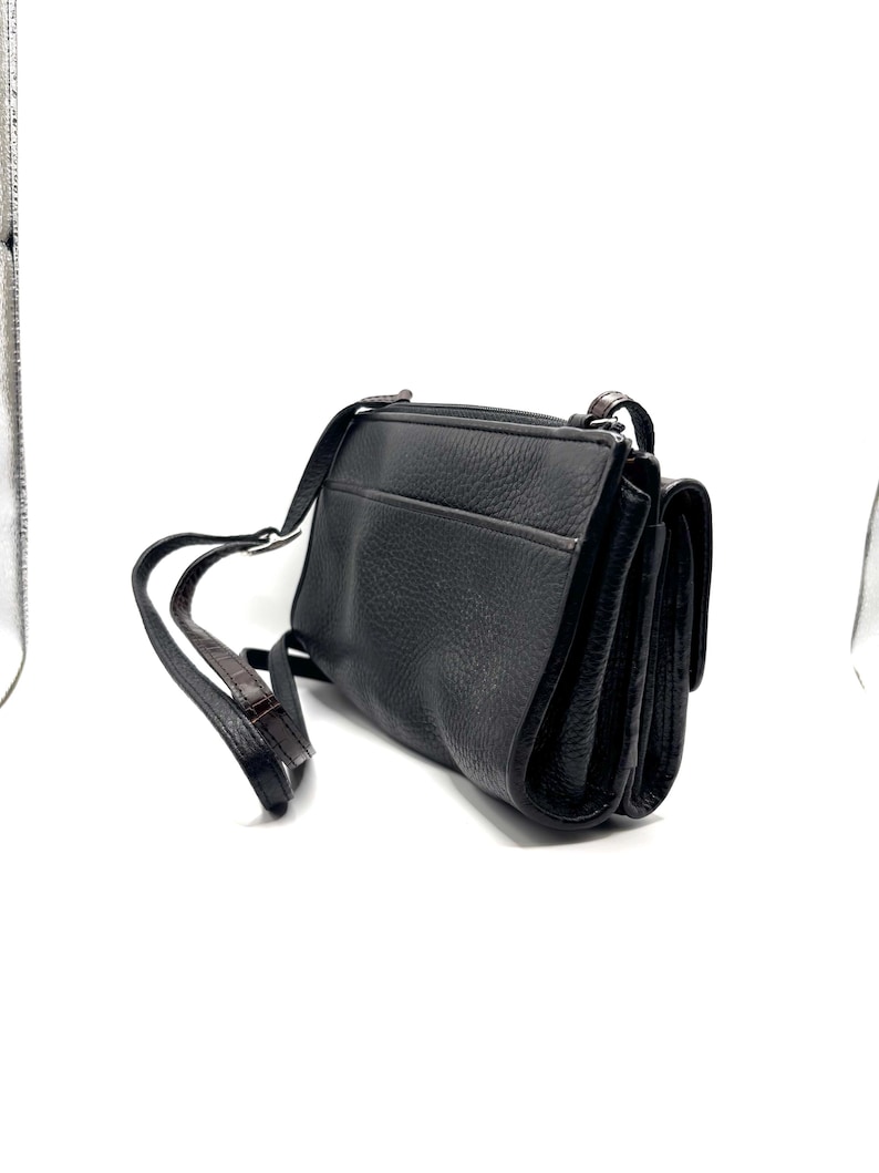Brighton Black Brown Textured Leather Small Crossbody Bag Purse Wallet Organizer image 4