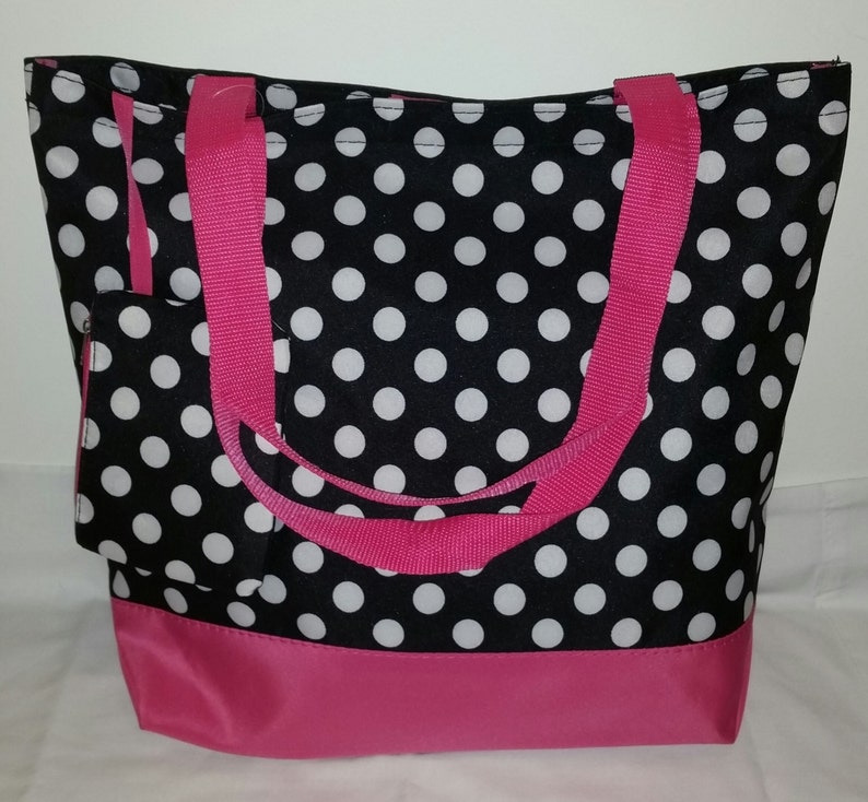 Monogrammed Black /& White Polka Dot Tote Bag