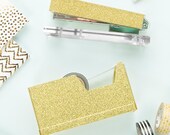 Tape Dispenser-Stapler-Set-Acrylic-Gold-Glitter