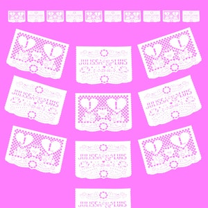 Puede incluir: Recortes de papel blanco con un delicado dise&ntilde;o de encaje. Los recortes presentan los nombres "JULISSA" y "LUIS" con la fecha "7-23-16".