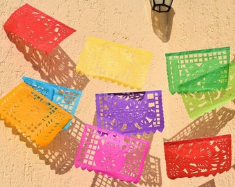 Mexican Themed Party Decor | Paper Bunting | Mexican Paper Banners | 15ft Colourful Mexican Banner with 12 Medium Flags | SHIPS FROM USA