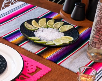 Mexican Placemats Fiesta Decorations Set of 4 Serape Placemats Cinco de Mayo Decor Mexican Gift Handwoven With Stylish Gray Base Color | USA