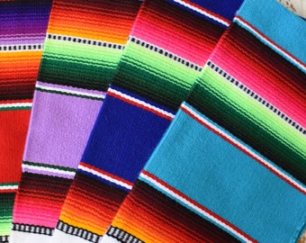 Mexican Placemats Set of 4 Serape Placemats Fiesta Decorations Cinco de Mayo Party Gift - SET B: Light Blue, Dark Blue, Lilac & Red - UK