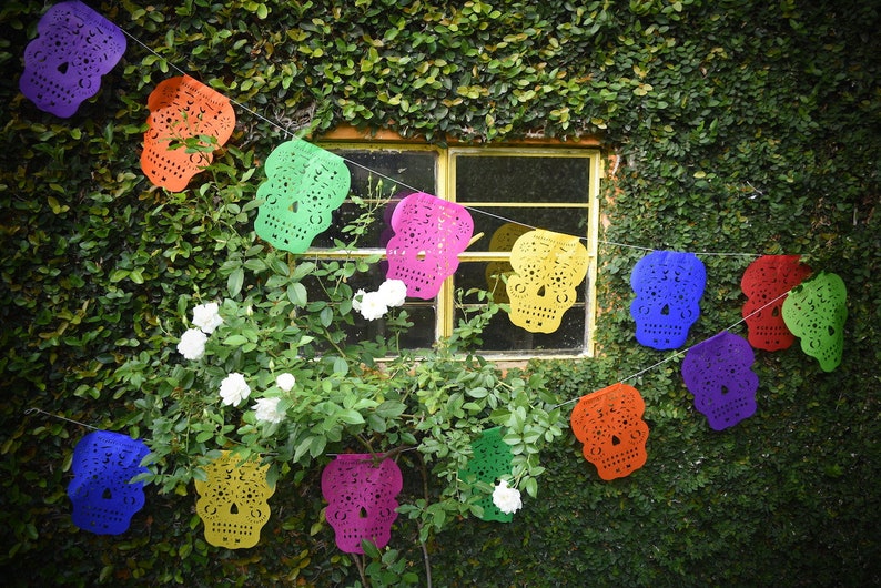 5m 16ft Banner with 15 Small Flags Sugar Skull Bunting Banner Halloween Party Bunting