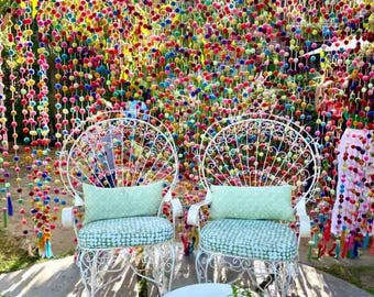 Wholesale Pom Pom Garlands Strings | Colourful Handmade Mexican Event or Wedding Decor | SHIPS FROM USA